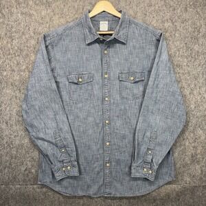 Brooks Brothers Denim Chambray Shirt Men's XL Slim Fit Long Sleeve Cotton Preppy